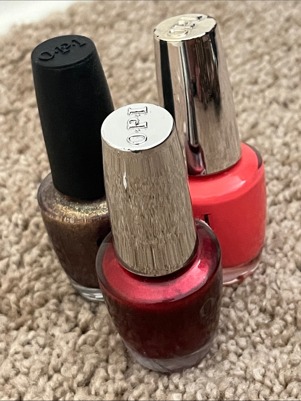 OPI Red & Coral Nail Polish Duo with Shimmery Bronze Accent